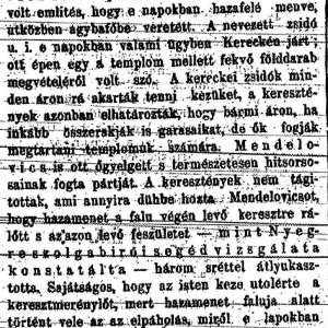 „Merénylet egy kereszt ellen.” (Forrás: Budapesti Hírlap, 1882. 07. 15., 6. o.)
